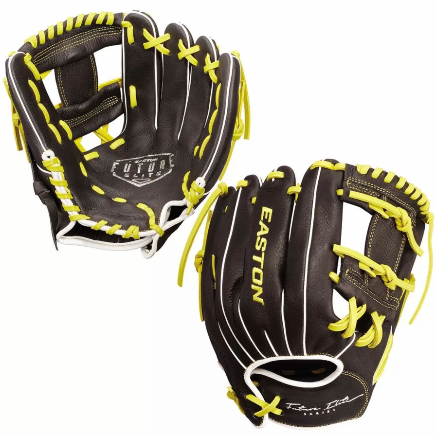 Gloves * | Easton Future Elite 11 Inch Fe11 Youth Baseball Glove Black/Yellow