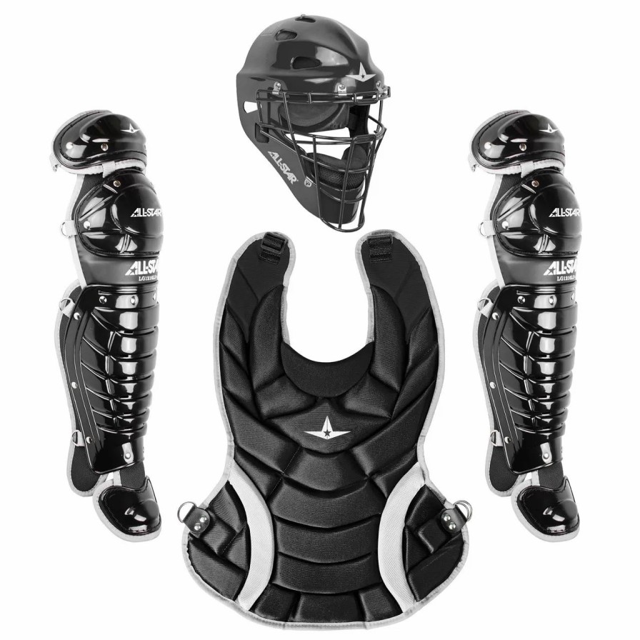 Catcher'S Gear * | All-Star League Series Youth 9-12 Fastpitch Softball Catcher'S Package Black