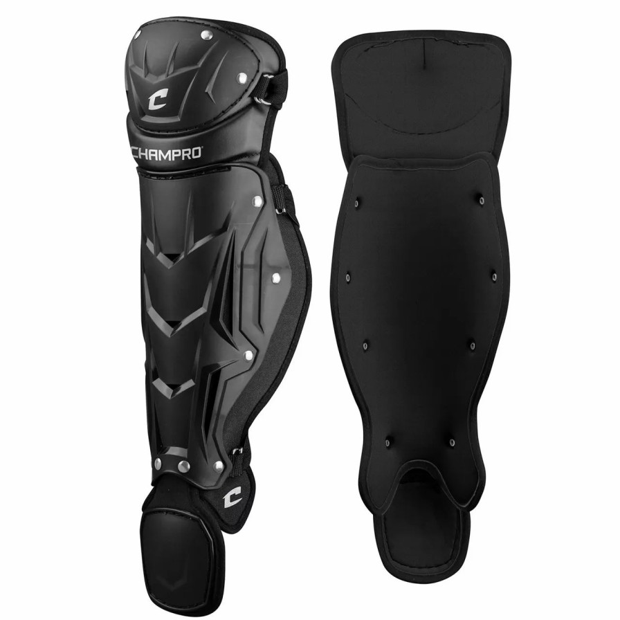 Catcher'S Gear * | Champro Optimus Mvp Single Knee 12 Inch Youth T-Ball Leg Guards Black