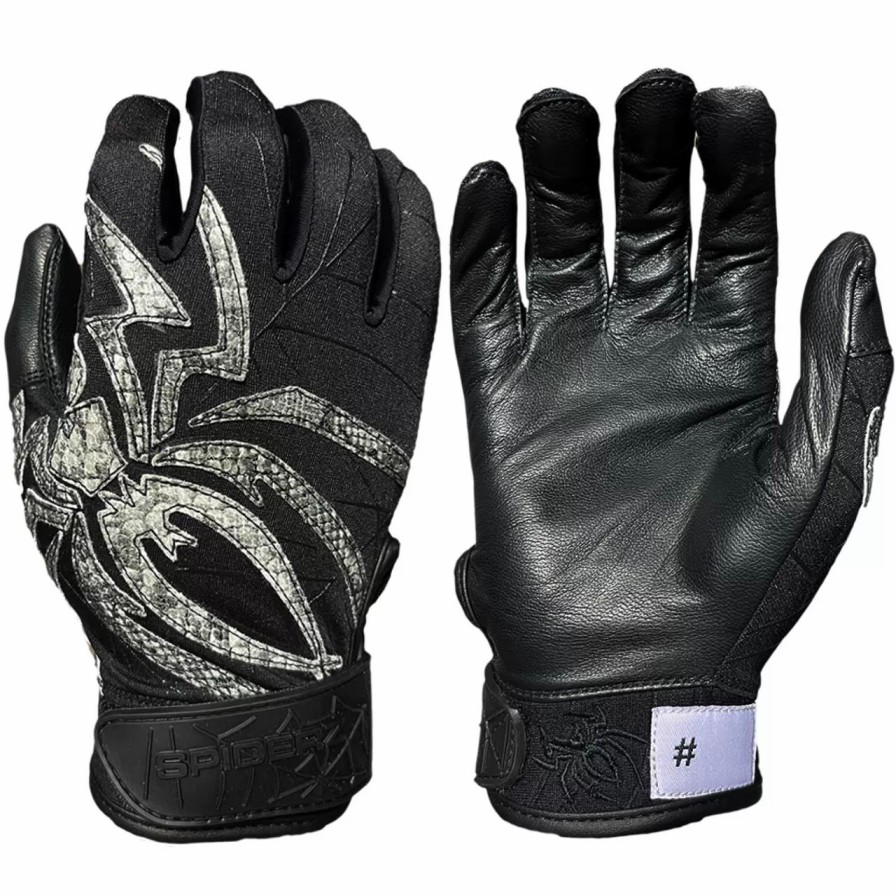 Gloves * | Spiderz Mamba Prizm Adult Baseball/Softball Batting Gloves Black