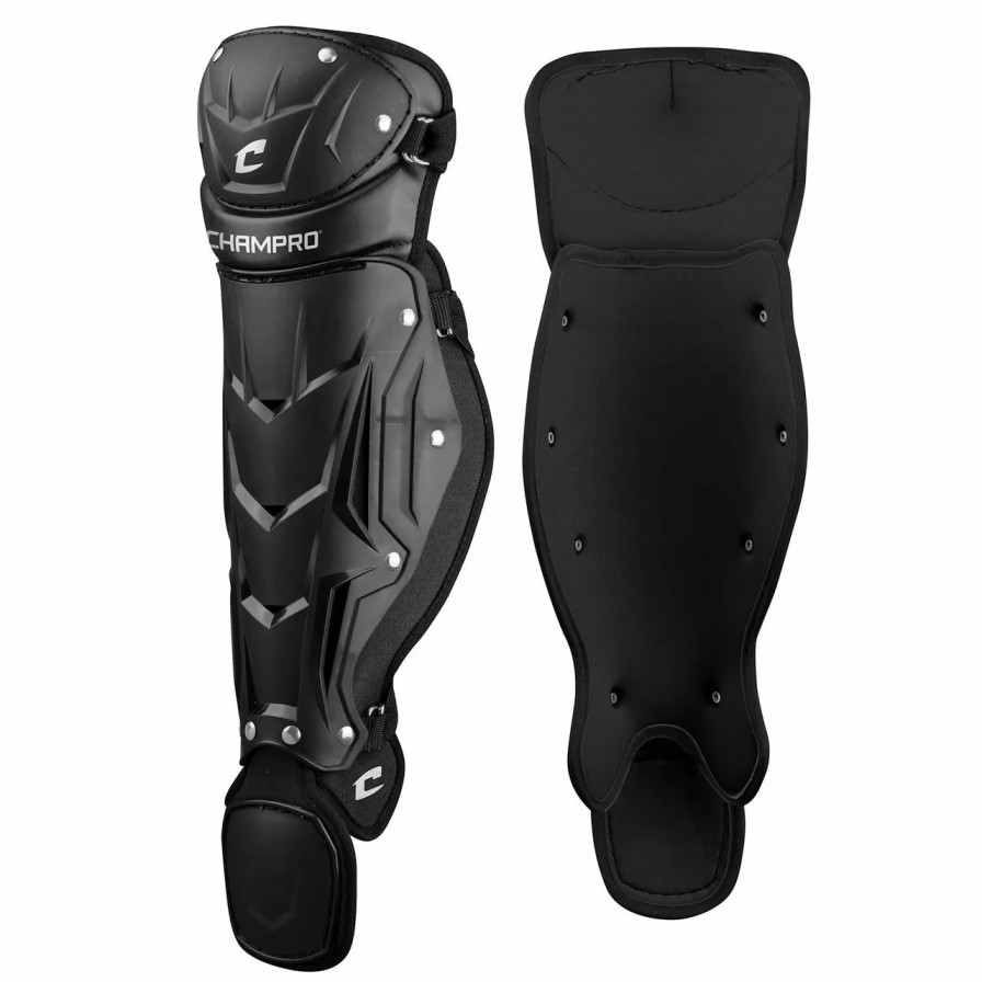 Catcher'S Gear * | Champro Optimus Mvp Single Knee 14.5 Inch Intermediate Baseball Leg Guards Black